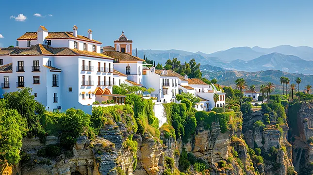 Houses on a cliff in Spain